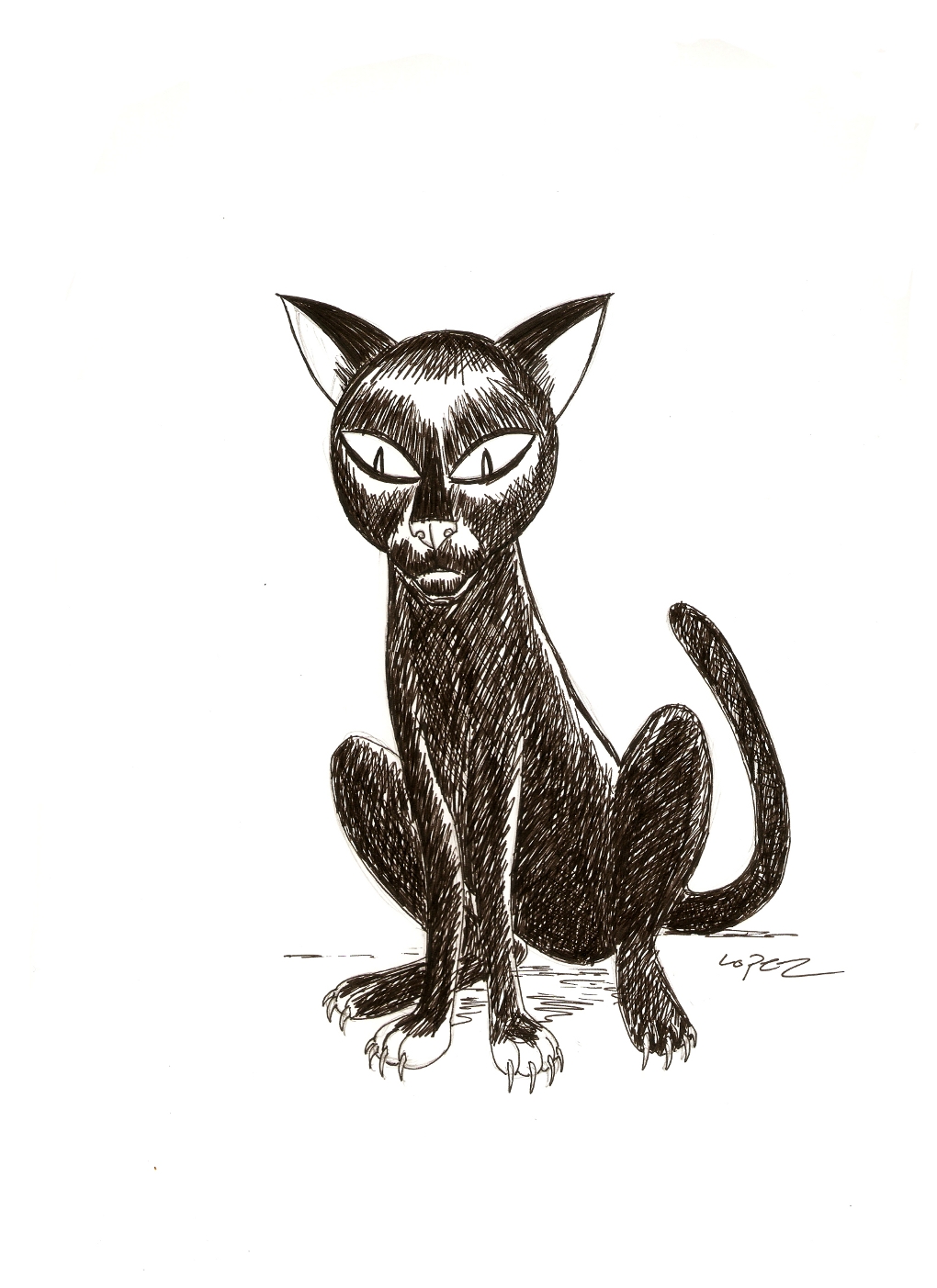 Hello Kitties Black Cat for Inktober Day One