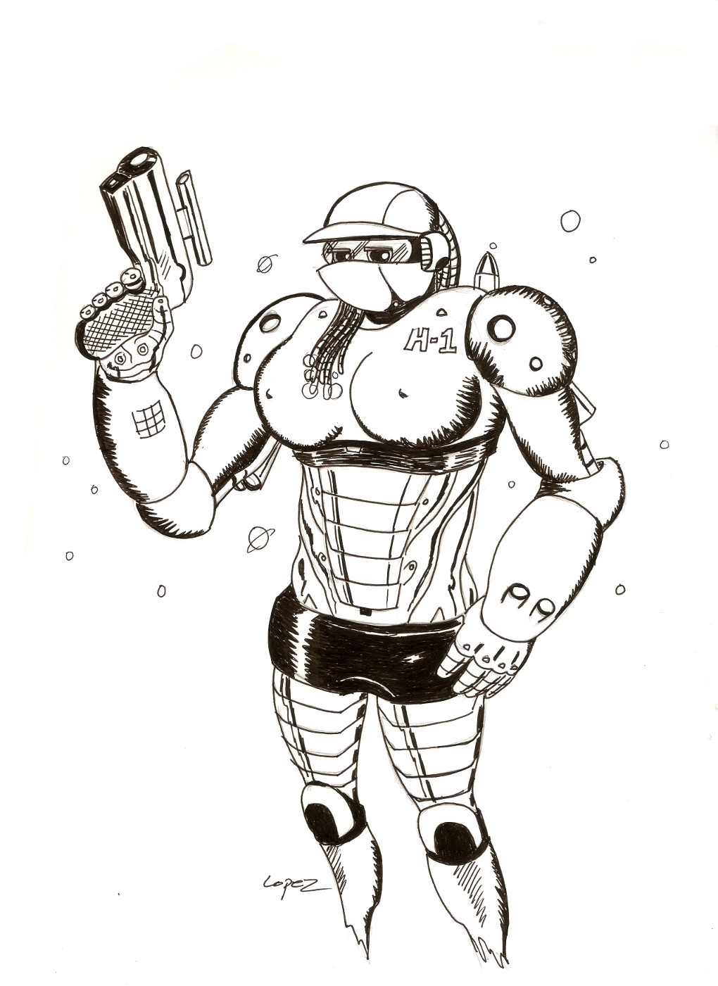 Busty Robo H-1 for Inktober